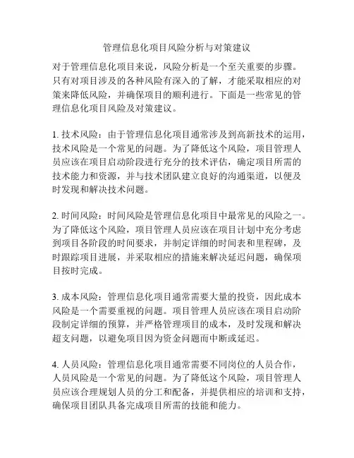 管理信息化项目风险分析与对策建议