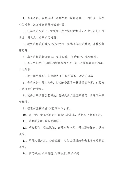 早春樱花的唯美短句