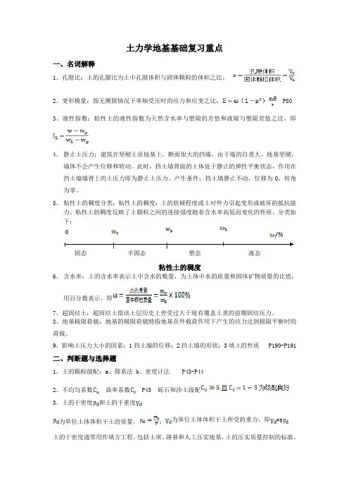 土力学地基基础复习重点