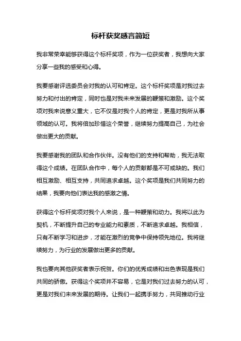 标杆获奖感言简短
