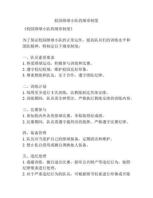 校园排球小队的规章制度