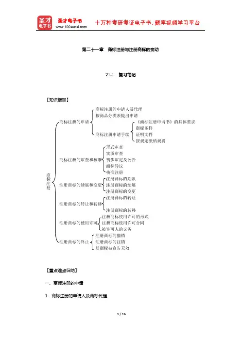刘春田《知识产权法》笔记和课后习题详解(商标注册与注册商标的变动)【圣才出品】