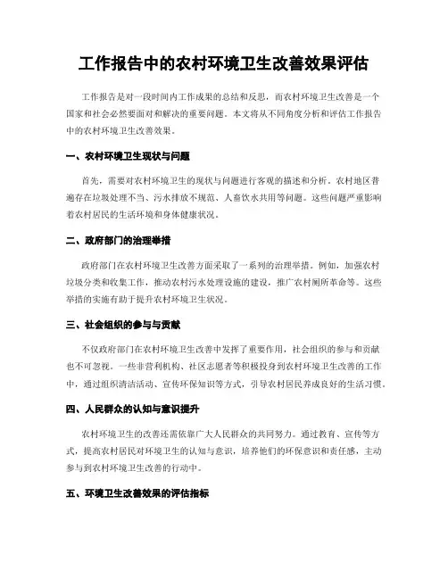 工作报告中的农村环境卫生改善效果评估