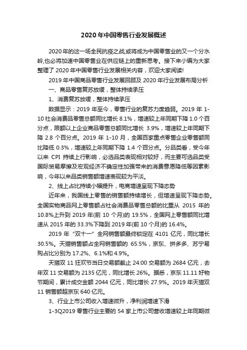 2020年中国零售行业发展概述