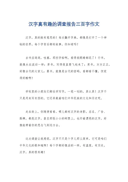 汉字真有趣的调查报告三百字作文