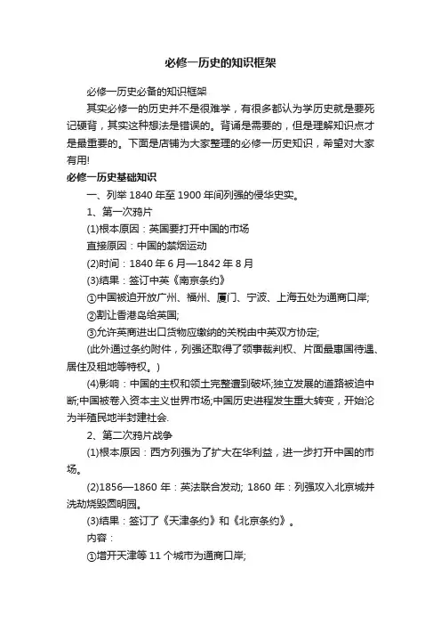 必修一历史的知识框架