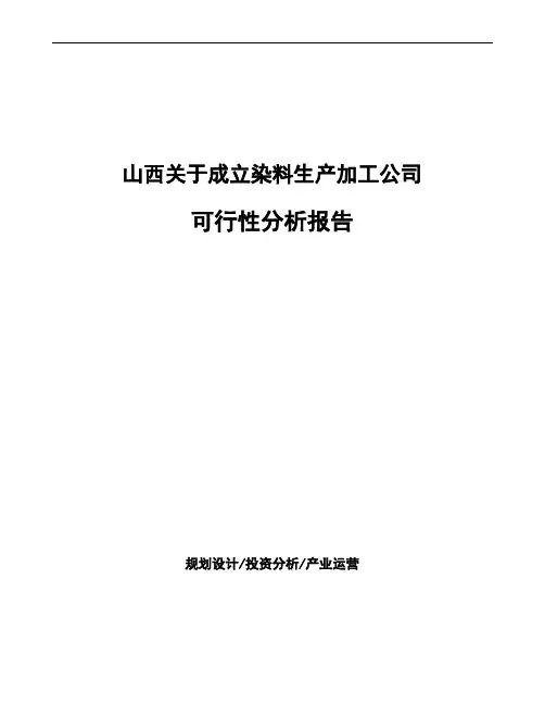 山西关于成立染料生产加工公司可行性分析报告