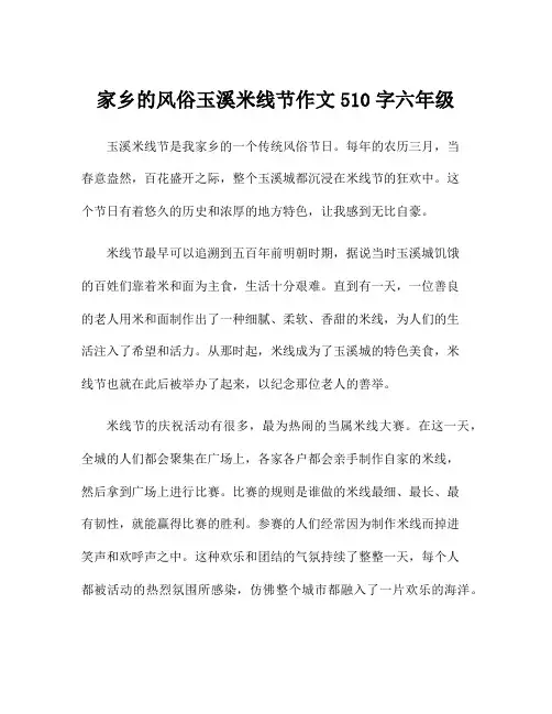 家乡的风俗玉溪米线节作文510字六年级