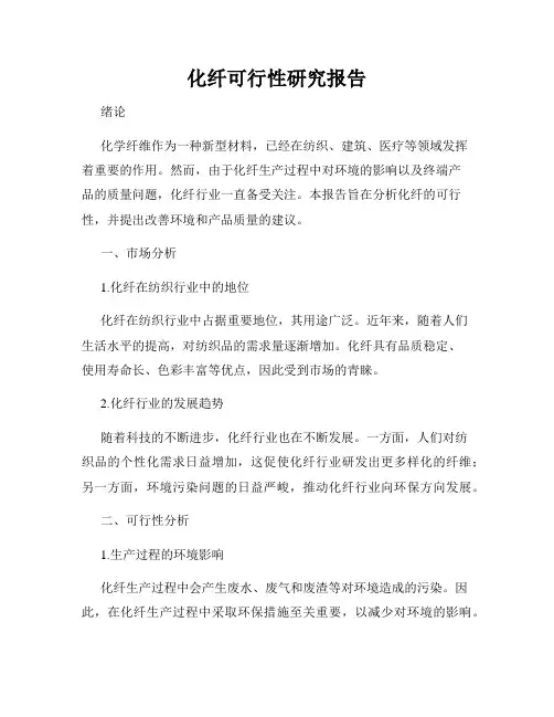 化纤可行性研究报告