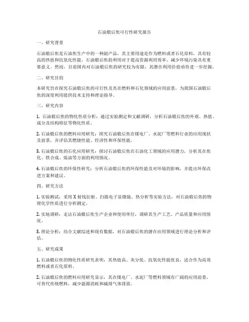 石油煅后焦可行性研究报告