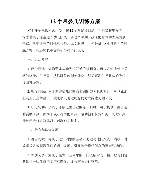 12个月婴儿训练方案