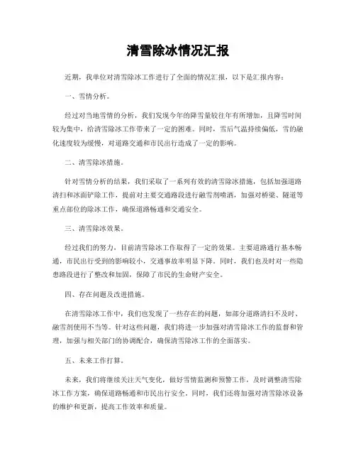 清雪除冰情况汇报