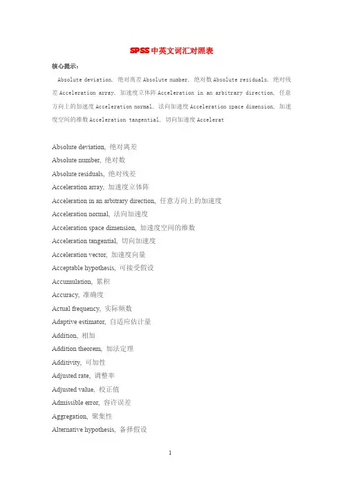 SPSS中英文词汇对照表