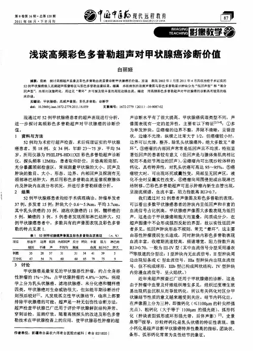 浅谈高频彩色多普勒超声对甲状腺癌诊断价值
