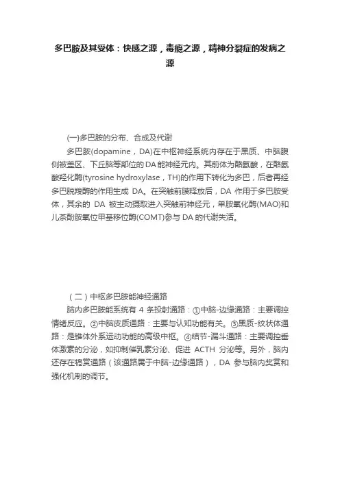 多巴胺及其受体：快感之源，毒瘾之源，精神分裂症的发病之源