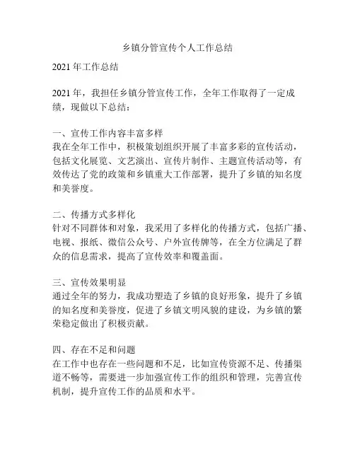乡镇分管宣传个人工作总结