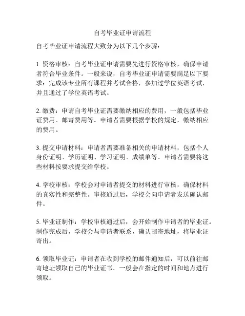 自考毕业证申请流程