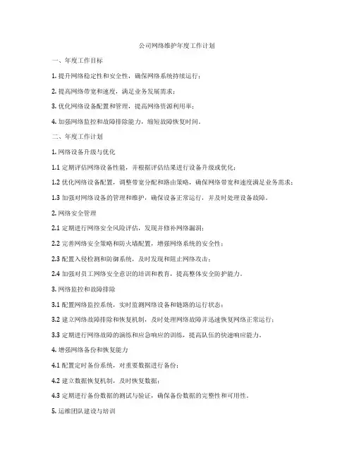 公司网络维护年度工作计划
