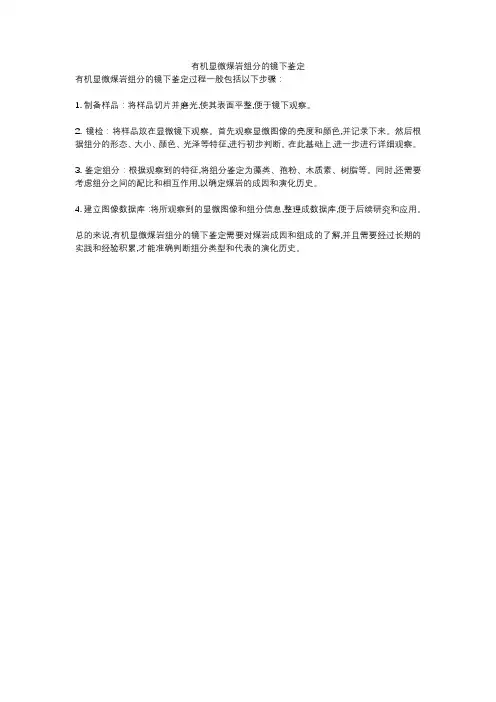 有机显微煤岩组分的镜下鉴定