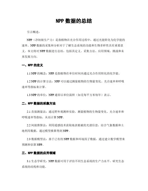 NPP数据的总结
