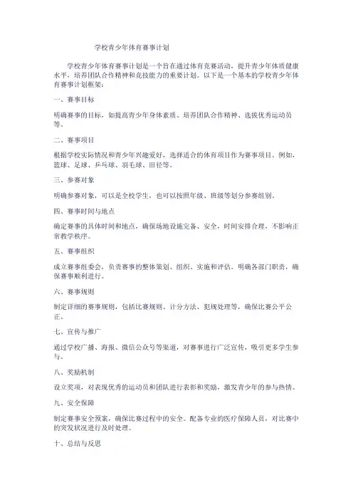 学校青少年体育赛事计划