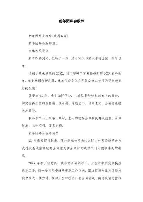 新年团拜会致辞