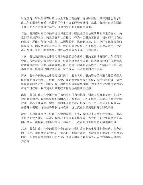 财政个人工作感想范文