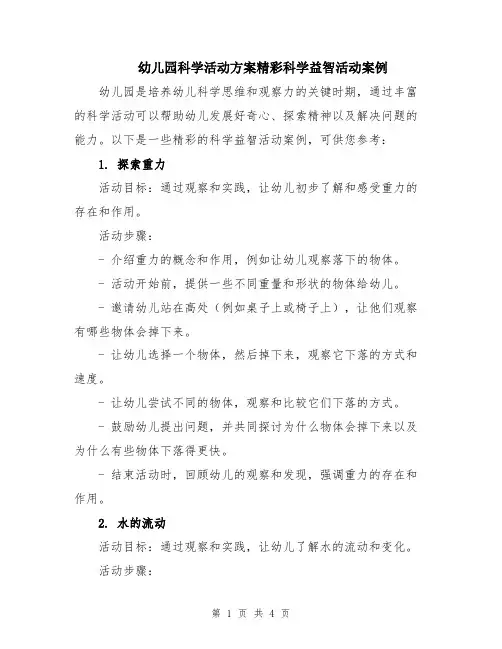 幼儿园科学活动方案精彩科学益智活动案例