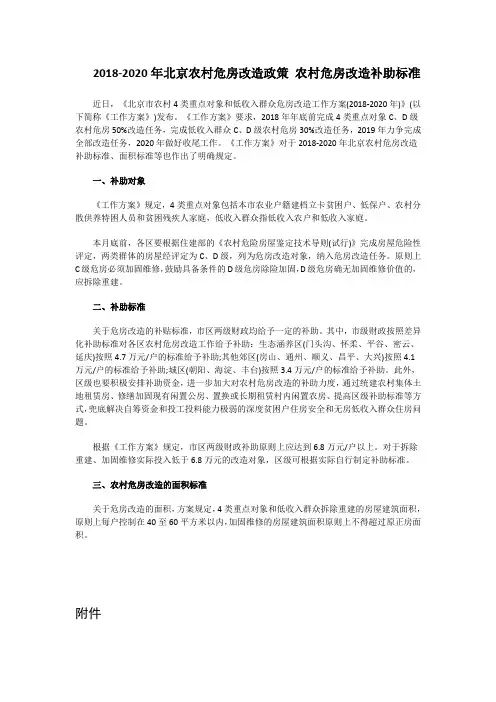 北京农村危房改造政策 农村危房改造补助标准