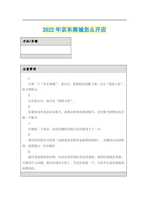 2022年京东商城怎么开店