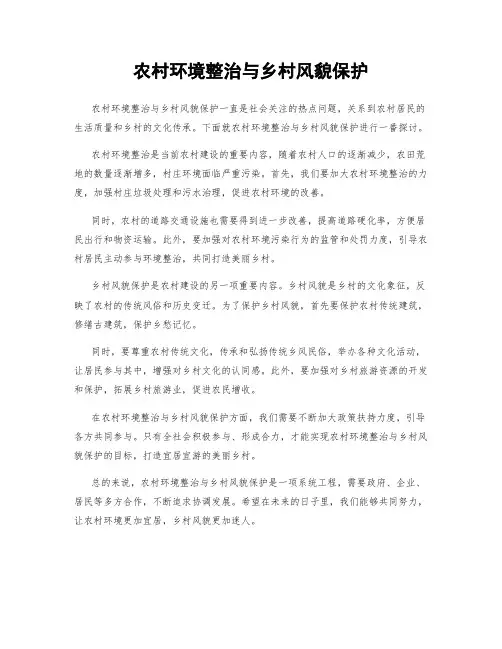 农村环境整治与乡村风貌保护