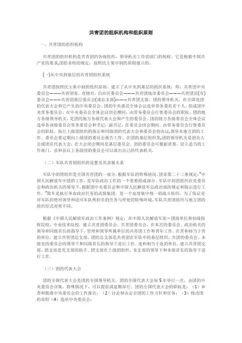 共青团的组织机构和组织原则