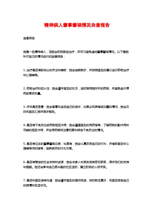 精神病人肇事肇祸情况自查报告 (2)