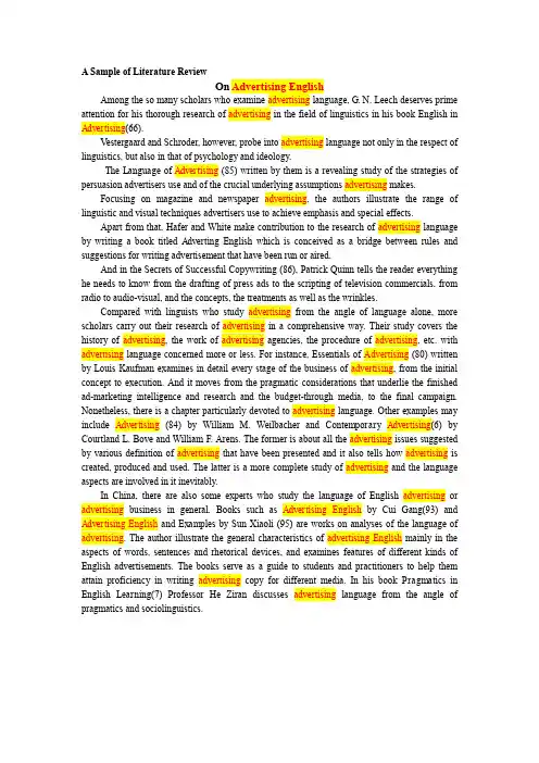 (完整word版)A Sample of Literature Review(英文文献综述模板)