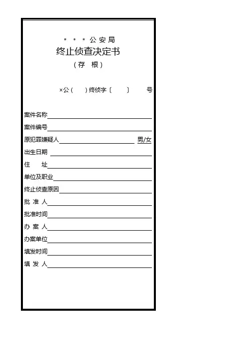 公安机关终止侦查决定书模板