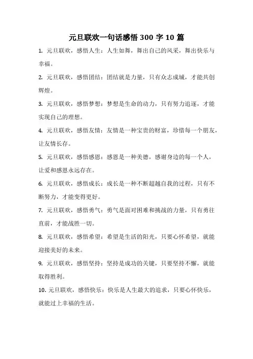 元旦联欢一句话感悟300字10篇