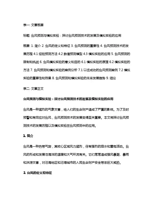 台风预测与模拟实验：探讨台风预测技术的发展及模拟实验的应用
