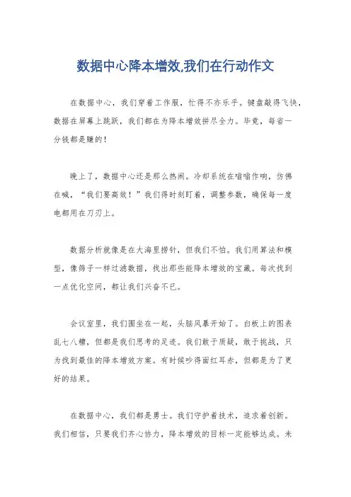 数据中心降本增效,我们在行动作文