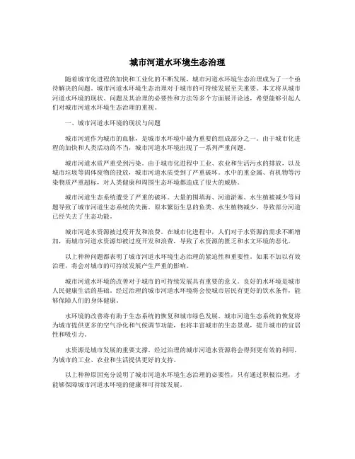 城市河道水环境生态治理