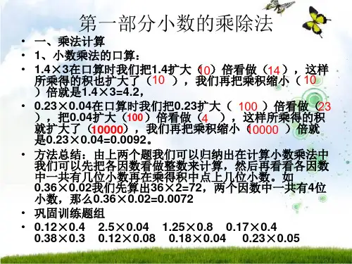五年级数学小数乘除法综合复习教程