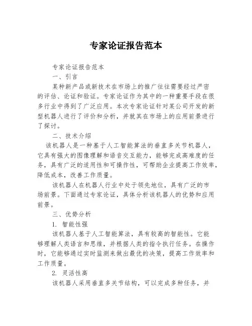 专家论证报告范本