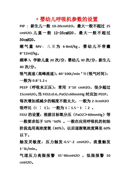 呼吸机参数设置
