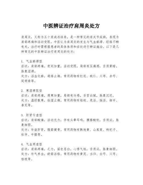 中医辨证治疗肩周炎处方