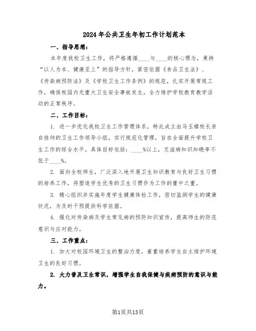 2024年公共卫生年初工作计划范本（六篇）