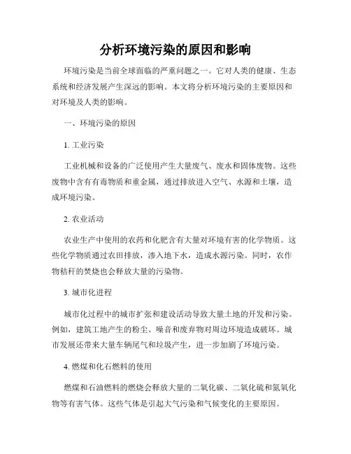 分析环境污染的原因和影响