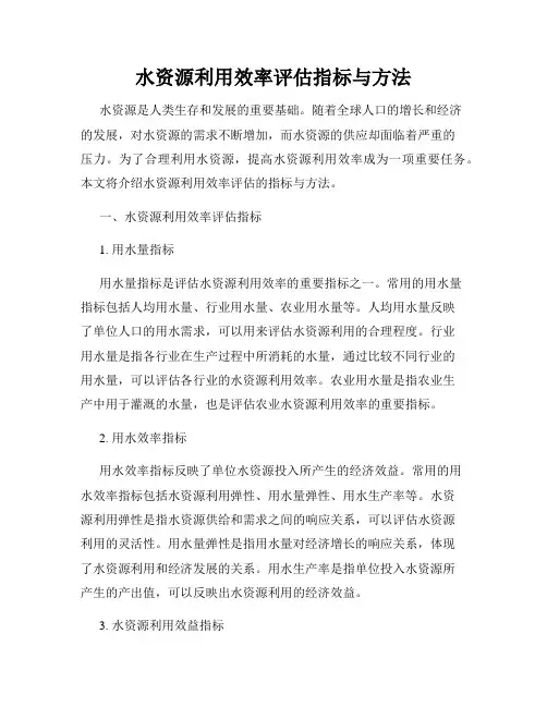 水资源利用效率评估指标与方法