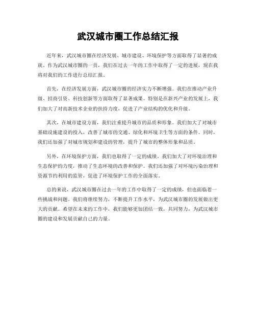 武汉城市圈工作总结汇报
