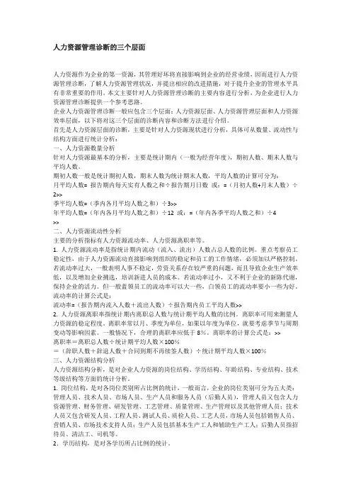 人力资源管理诊断的三个层面