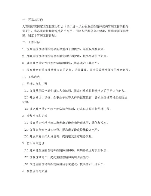 重症性精神管理工作计划