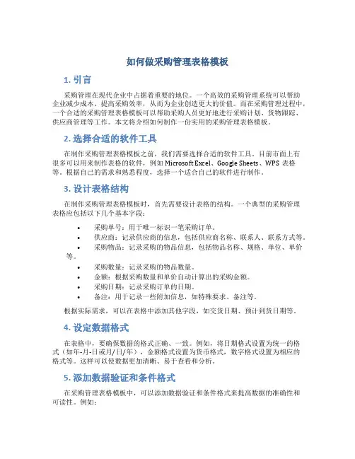 如何做采购管理表格模板